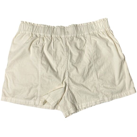 Madewell Pull-On Paperbag Shorts Cream Ivory Elastic Waist Sz 32 Large Bermuda - Picture 3 of 8